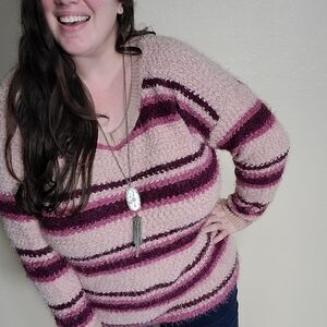 Torrid Striped Eyelash Plush Sweater Size 2 Plus